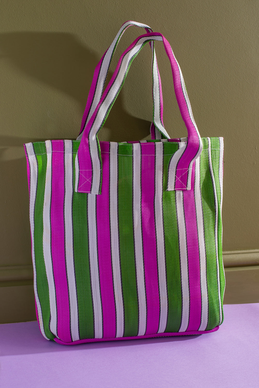 Pink and 2024 green tote bags