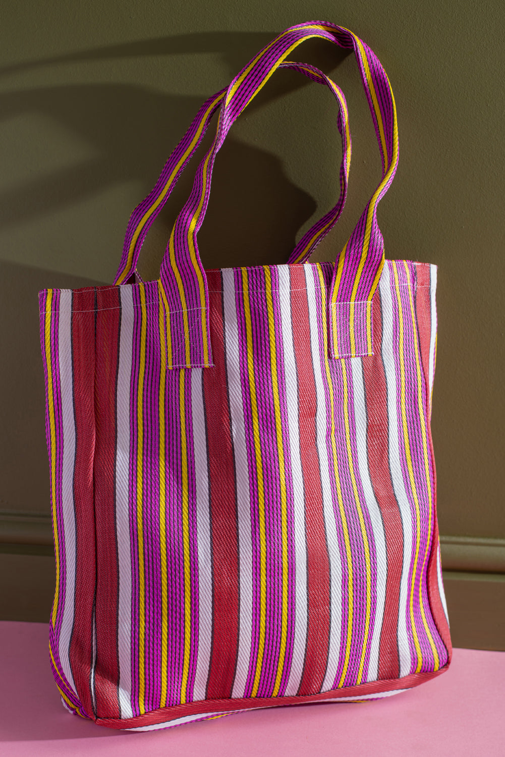 Red and clearance white striped bag