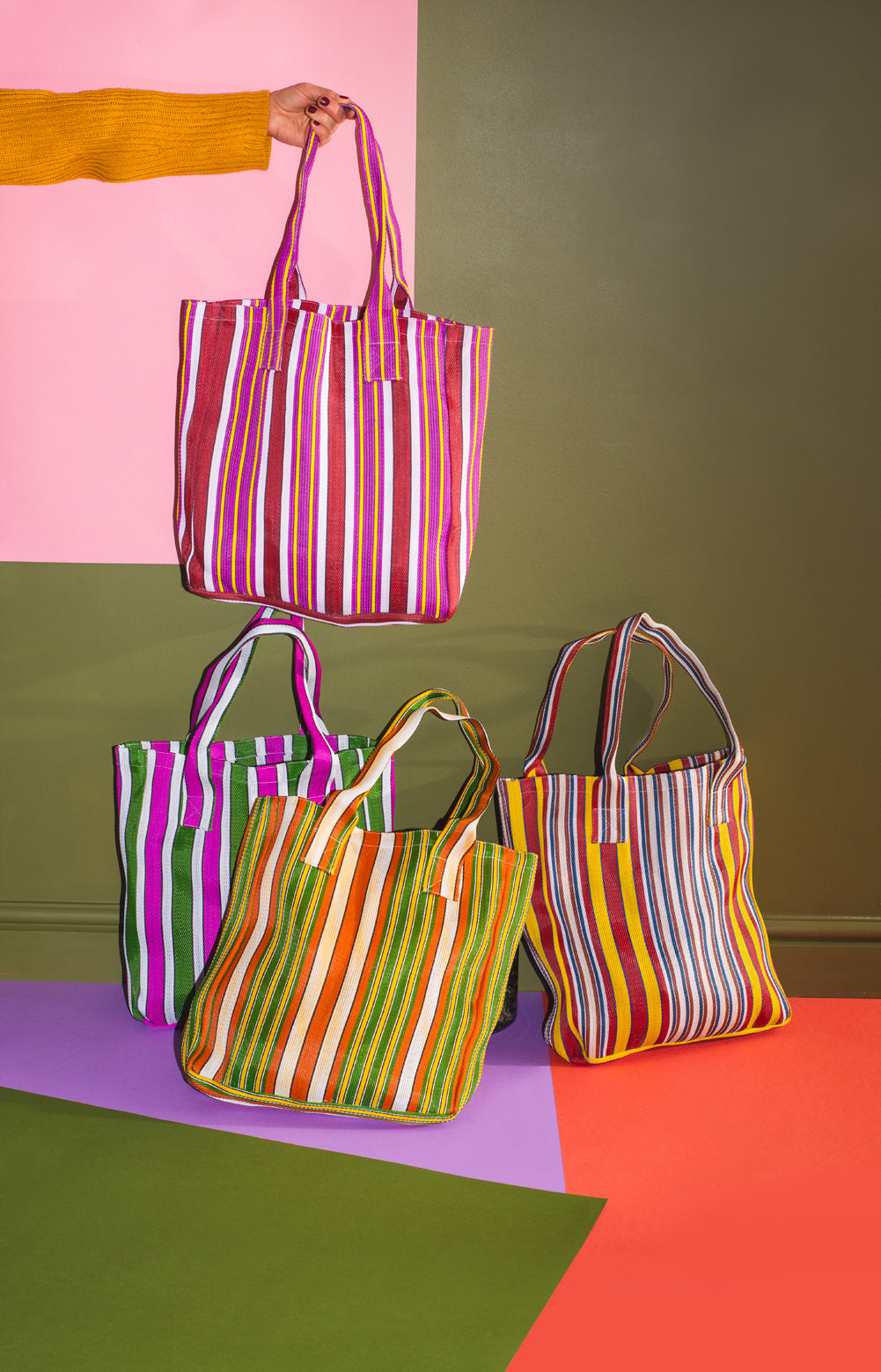 Striped tote bag on sale