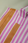 Pink & Mustard Striped Recycled Tote Bag