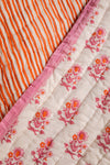 Carnation & Clementine Block Print Cotton Quilt