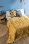 Mustard Yellow Block Print Cotton Quilt