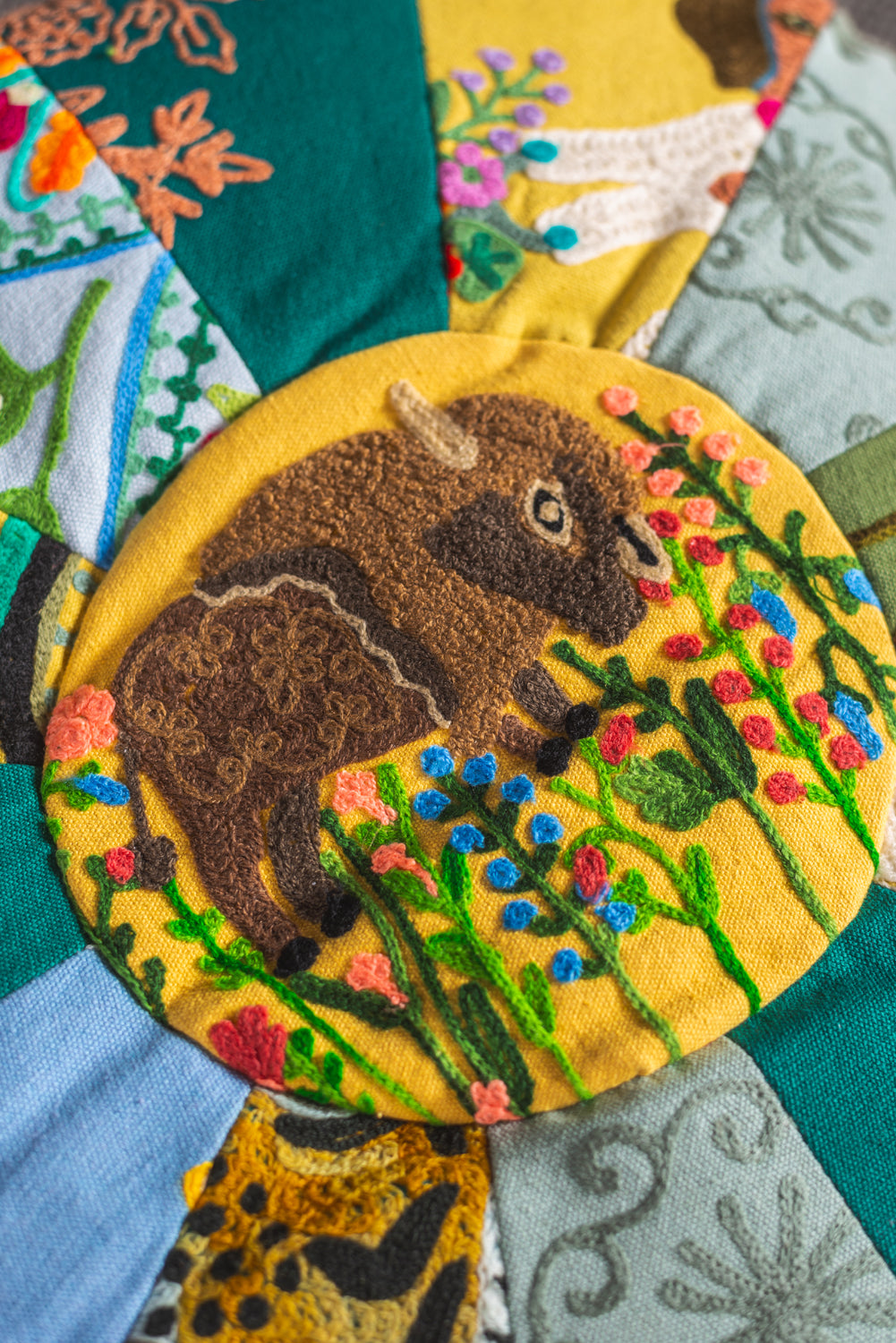 Embroidered Bees Footstool – Ian Snow Ltd