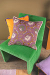 Mauve Floral Embroidered Cushion Cover