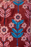 Burgundy Velvet Flower Embroidered Cushion Cover