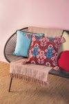 Burgundy Velvet Flower Embroidered Cushion Cover