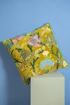 Chartreuse Green Velvet Floral Embroidered Cushion Cover