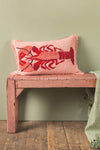 Lobster Embroidered & Tufted Pink Cushion Cover