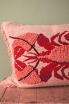 Lobster Embroidered & Tufted Pink Cushion Cover