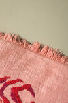 Lobster Embroidered & Tufted Pink Cushion Cover