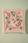 Pink & Cream Embroidered Floral Cushion Cover