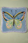 Blue Embroidered Butterfly Velvet Cushion Cover