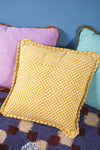 Ochre Embroidered Moth Velvet Cushion Cover