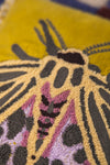 Ochre Embroidered Moth Velvet Cushion Cover