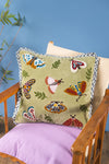 Sage Embroidered Moths Velvet Cushion Cover