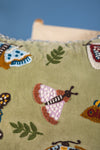 Sage Embroidered Moths Velvet Cushion Cover