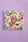 White Floral Embroidered Cushion Cover