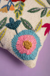 White Floral Embroidered Cushion Cover