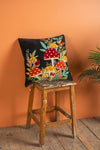 Black Embroidered Toadstools Cushion Cover