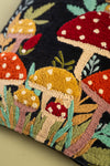 Black Embroidered Toadstools Cushion Cover