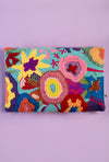 Multicoloured Embroidered Abstract Floral Cushion Cover