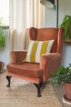 Mustard Stripe Block Print Cushion Cover