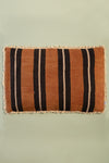 Leather Brown Stripe Block Print Cushion Cover