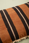 Whiskey Brown Stripe Block Print Cushion Cover