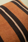 Whiskey Brown Stripe Block Print Cushion Cover