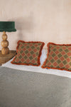 Rust & Sage Harlequin Block Print Cushion Cover