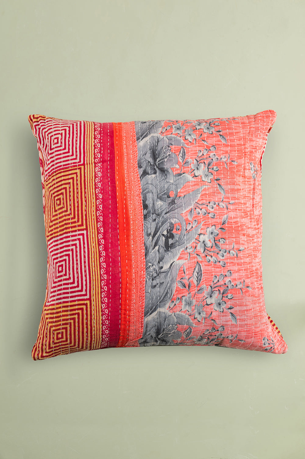 vintage kantha cushion