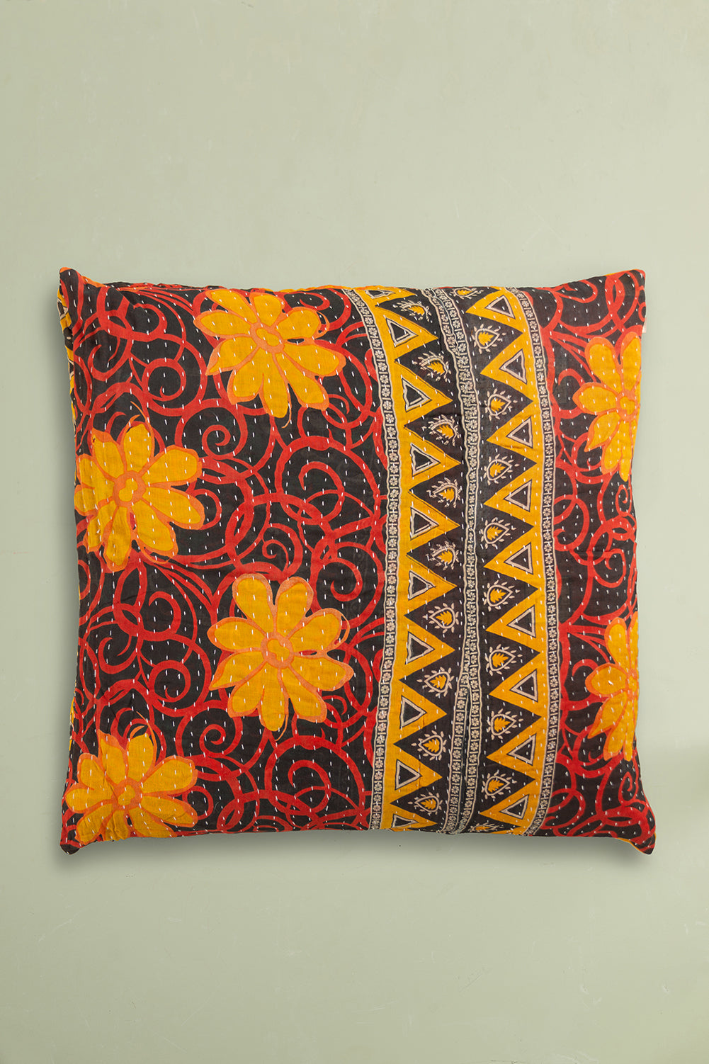 vintage kantha cushion