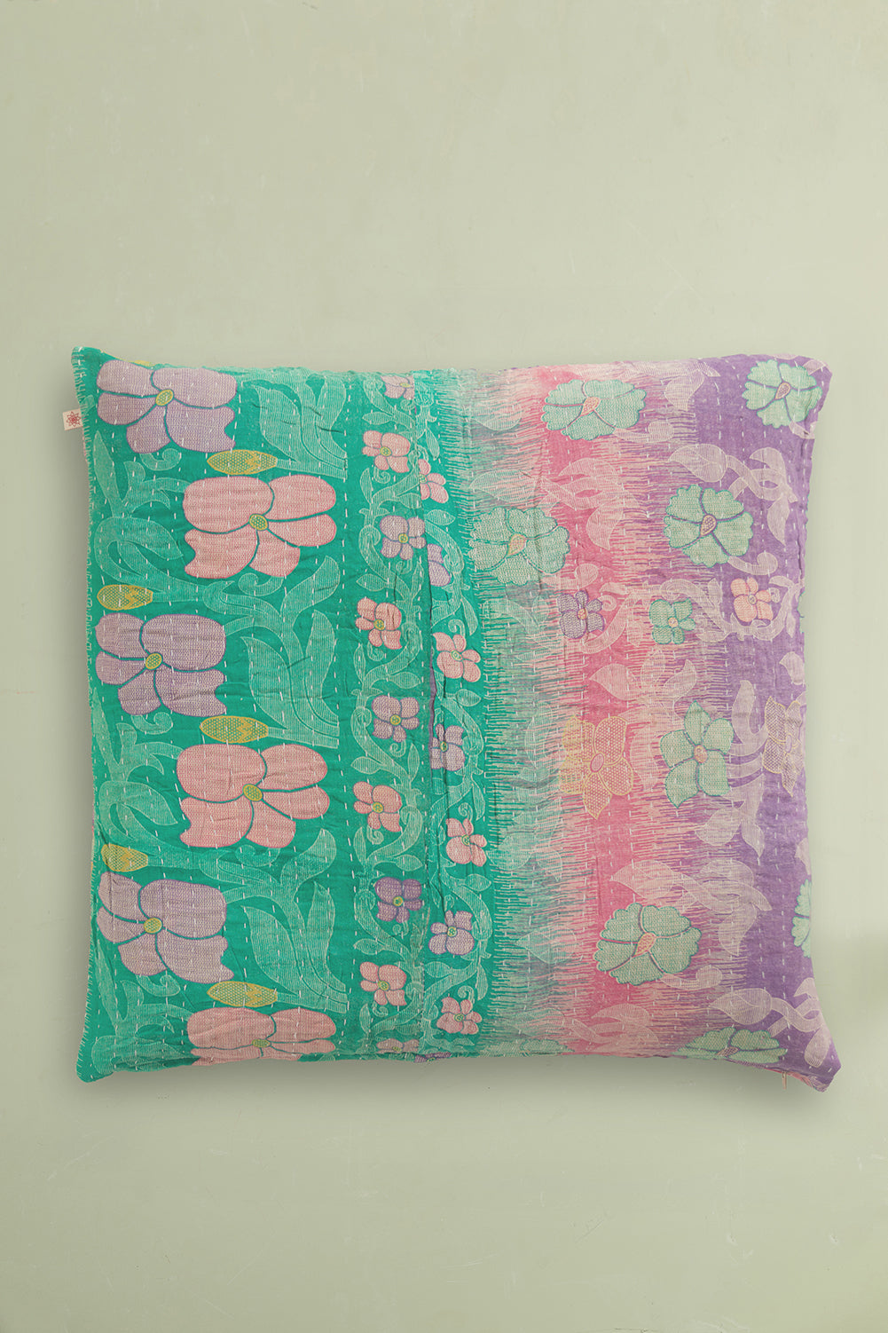 vintage kantha cushion