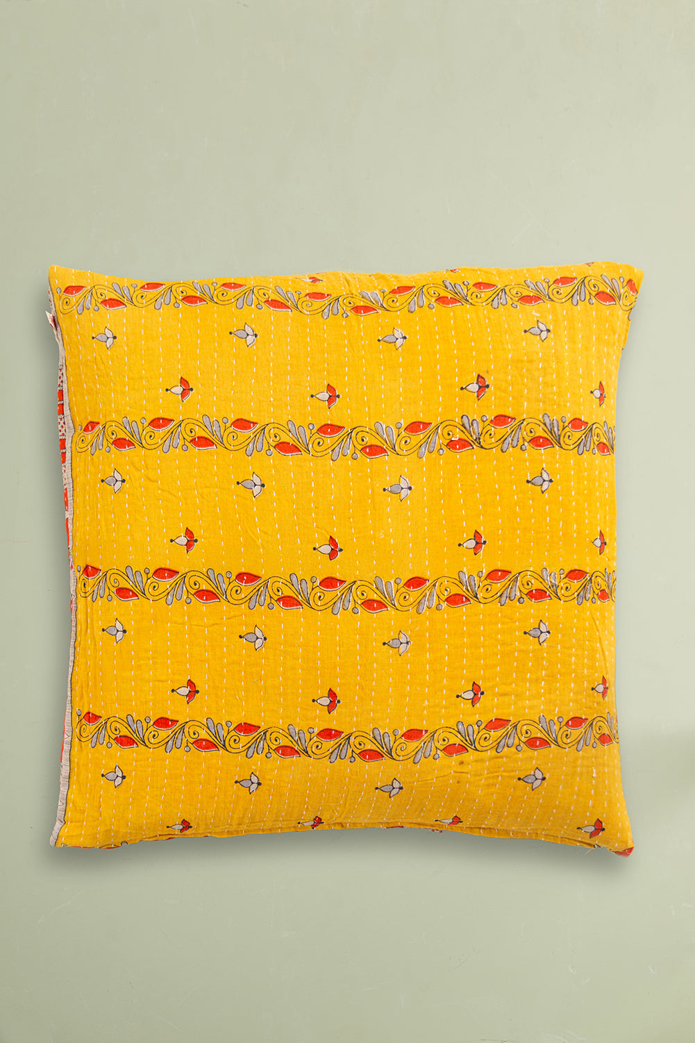 vintage kantha cushion