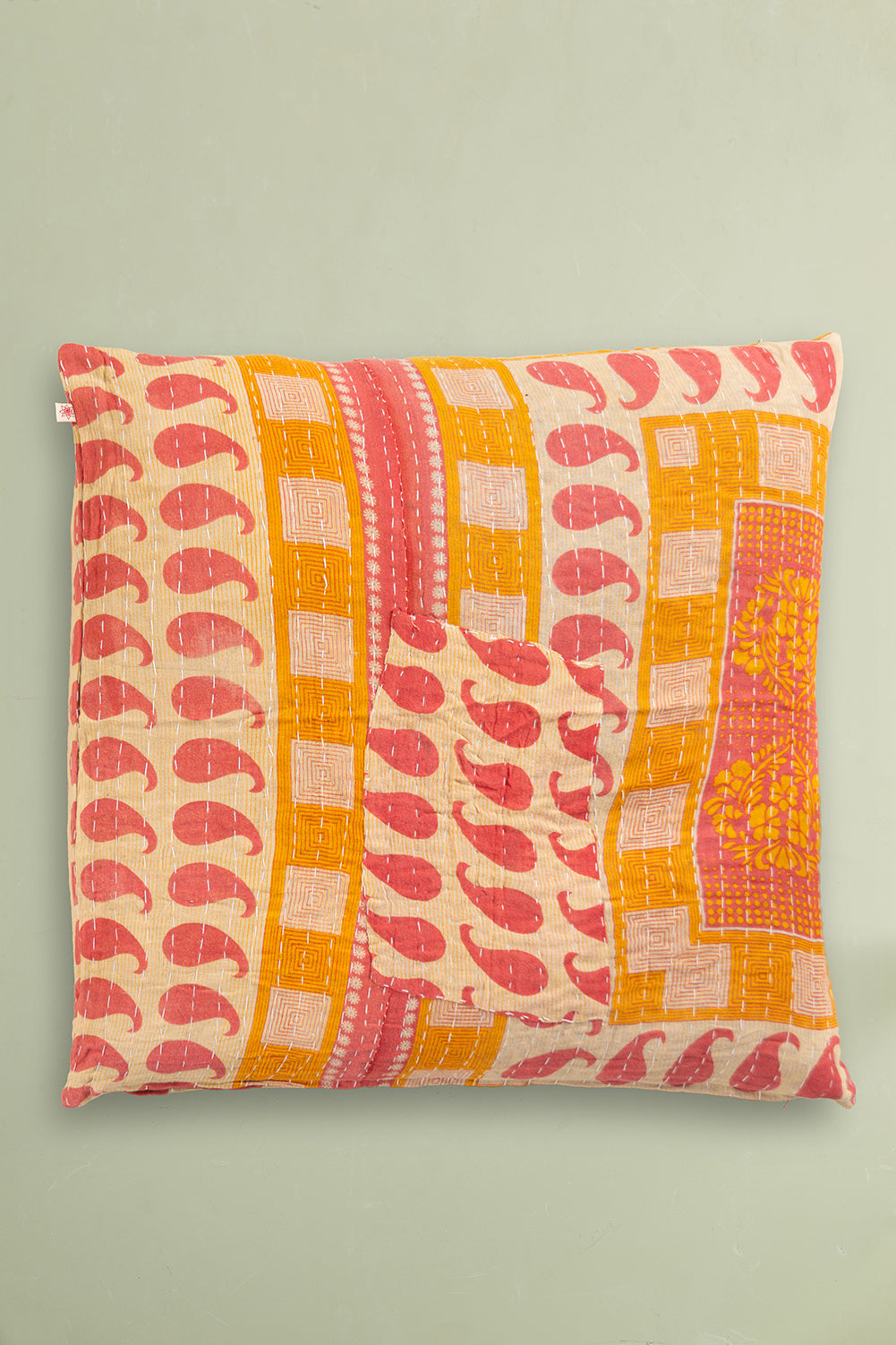 vintage kantha cushion