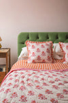 Carnation & Clementine Block Print Cushion Cover