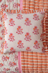 Carnation & Clementine Block Print Cushion Cover