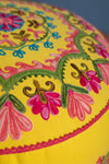 Floral on Yellow Embroidered Pouffe