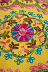 Floral on Yellow Embroidered Pouffe