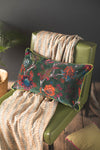 Bayberry Green Floral Cotton Velvet Cushion Cover