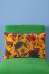 Mustard Floral Cotton Velvet Cushion Cover