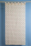 Taffy Pink Florals on White Block Print Curtain