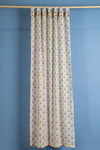 Taffy Pink Florals on White Block Print Curtain