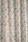 Taffy Pink Florals on White Block Print Curtain