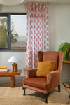 Carnation & Clementine Block Print Single Curtain