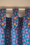 Cornflower & Lilac Geometric Block Print Single Curtain