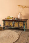 Blue Reclaimed Wooden Chest with Brass Trim