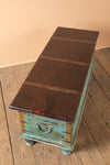 Blue Reclaimed Wooden Chest with Brass Trim