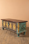 Blue Reclaimed Wooden Chest with Brass Trim