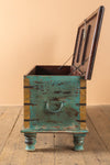 Blue Reclaimed Wooden Chest with Brass Trim